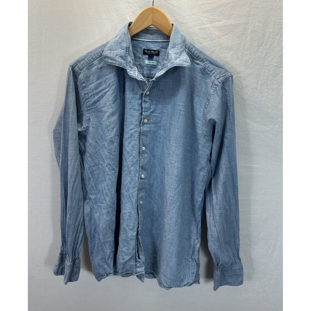 Peter Millar Collection Japanese Denim Button Down Shirt Men's Size L Large